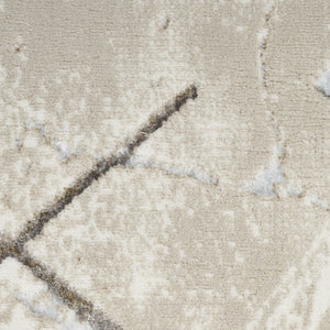 HomeRoots 5' Beige and Ivory Geometric Area Rug – Non Skid, Stain Resistant, Durable Design for Modern Homes 5' X 7' 550210