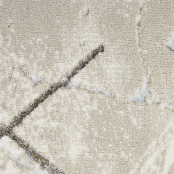 HomeRoots 5' Beige and Ivory Geometric Area Rug – Non Skid, Stain Resistant, Durable Design for Modern Homes 5' X 7' 550210