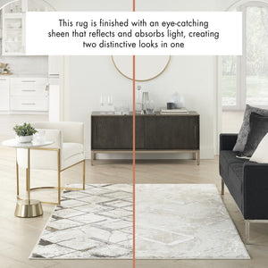 HomeRoots 5' Beige and Ivory Geometric Area Rug – Non Skid, Stain Resistant, Durable Design for Modern Homes 5' X 7' 550210