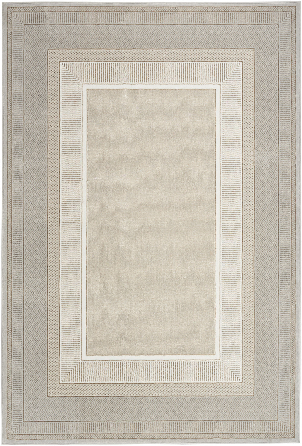 Homeroots 5' X 7' Beige And Ivory Geometric Non Skid Area Rug  Polyester 550211