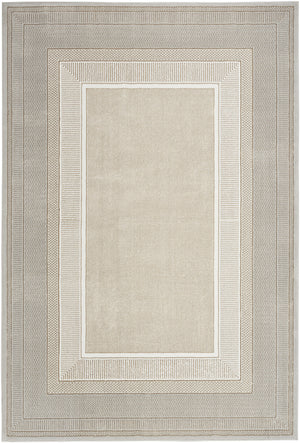 Homeroots 5' X 7' Beige And Ivory Geometric Non Skid Area Rug  Polyester 550211