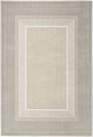 Homeroots 5' X 7' Beige And Ivory Geometric Non Skid Area Rug  Polyester 550211