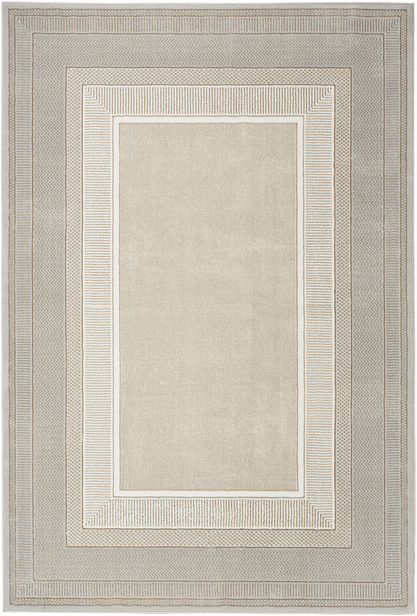 Homeroots 5' X 7' Beige And Ivory Geometric Non Skid Area Rug  Polyester 550211