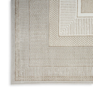 HomeRoots 5' X 7' Beige and Ivory Geometric Area Rug - Non-Skid, Stain-Resistant, Easy-Care for Modern Homes 550211