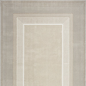 Homeroots 5' X 7' Beige And Ivory Geometric Non Skid Area Rug  Polyester 550211