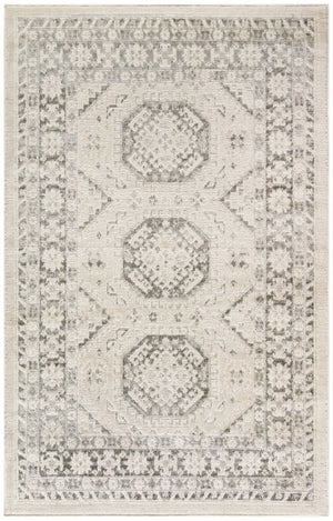HomeRoots 5' Geometric Ivory Blue Gray Area Rug - Stylish, Non-Skid, Stain-Resistant Perfect for High-Traffic Areas 5' X 7' 550212