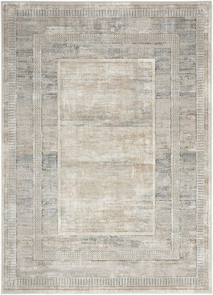 Homeroots 5' X 7' Ivory Blue And Gray Geometric Non Skid Area Rug  Polyester 550212