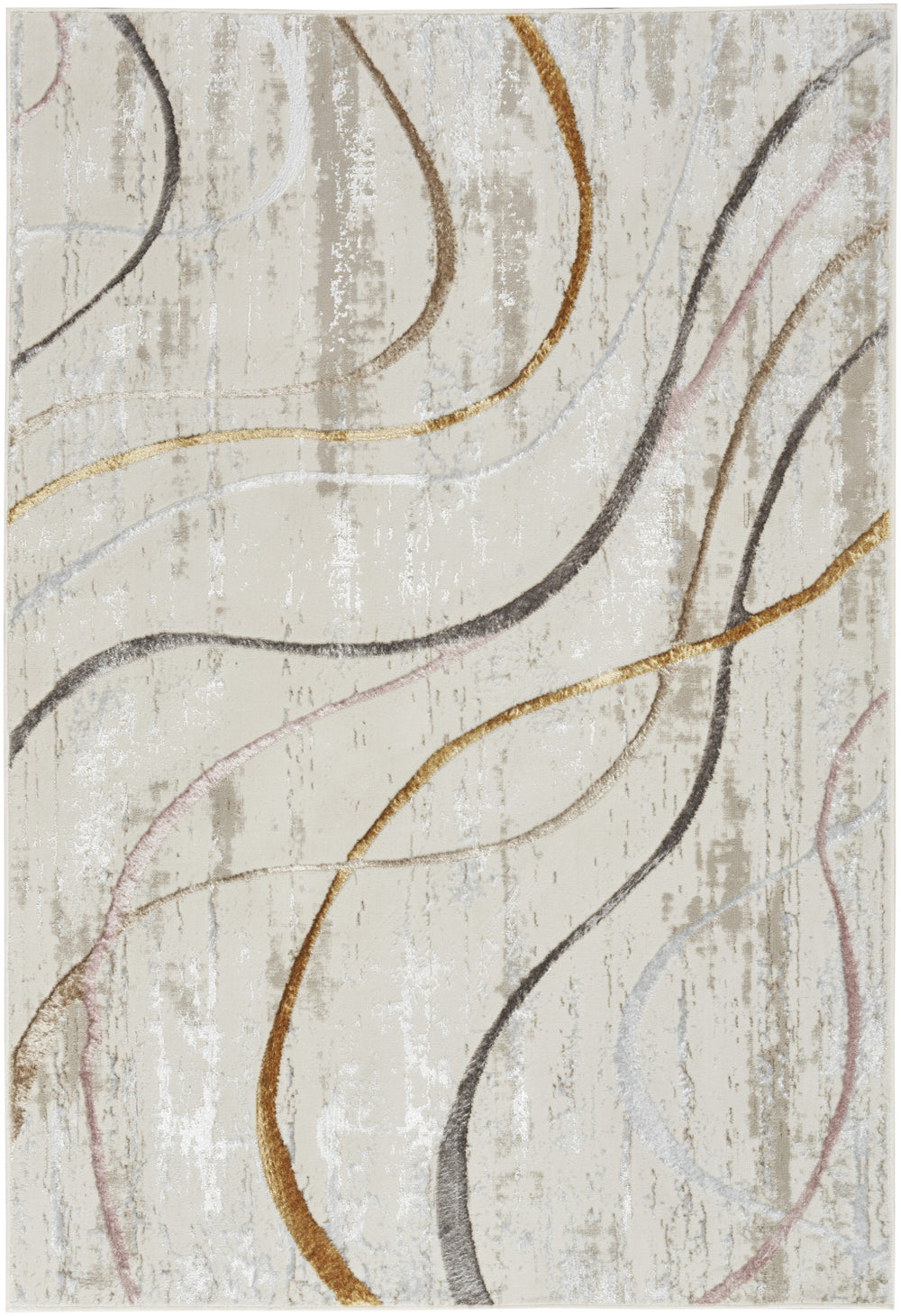 Homeroots 5' X 7' Ivory Black And Brown Abstract Non Skid Area Rug  Polyester 550213