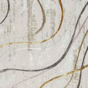 HomeRoots 5' Modern Abstract Area Rug in Ivory, Black, and Brown - Non-Skid, Durable, Easy Care for Any Room 5' X 7' 550213