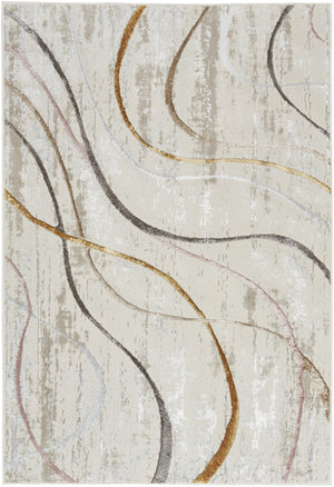 Homeroots 5' X 7' Ivory Black And Brown Abstract Non Skid Area Rug  Polyester 550213
