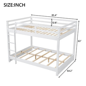 English Elm Wood Queen Size Bunk Bed With Ladder - Sturdy, Space-Saving Design For Modern Bedrooms & Guests N7090004007K-GIGA