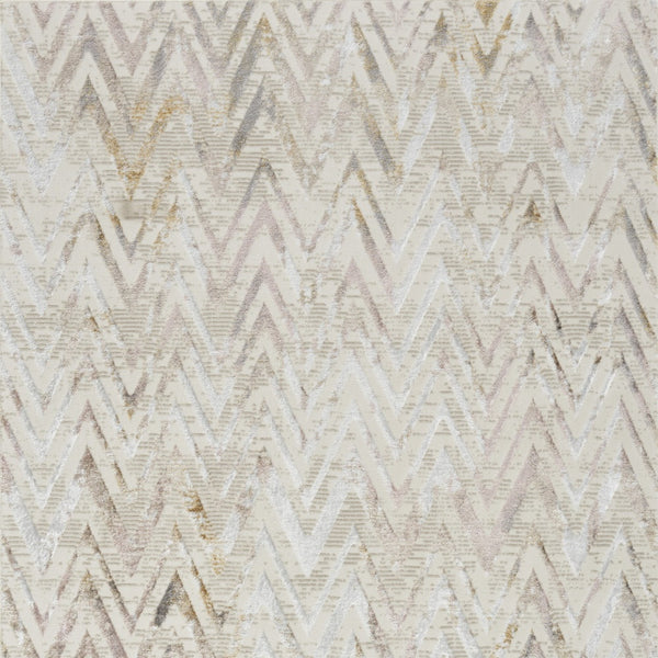 Homeroots 5' X 7' Beige Blue And Ivory Chevron Distressed Non Skid Area Rug  Polyester 550215