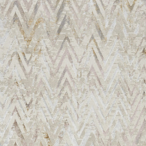 Homeroots 5' X 7' Beige Blue And Ivory Chevron Distressed Non Skid Area Rug  Polyester 550215