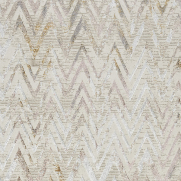 Homeroots 5' X 7' Beige Blue And Ivory Chevron Distressed Non Skid Area Rug  Polyester 550215