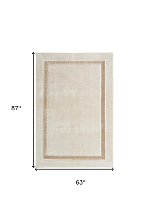 Homeroots 5' X 7' Ivory And Brown Geometric Non Skid Area Rug  Polyester 550216