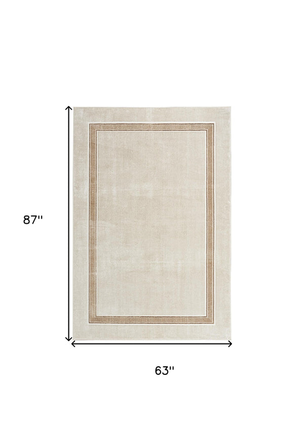 Homeroots 5' X 7' Ivory And Brown Geometric Non Skid Area Rug  Polyester 550216