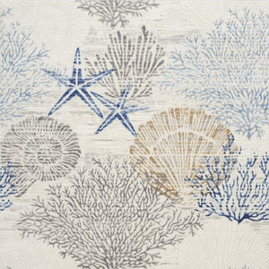 Coastal Seashell Coral Area Rug Polypropylene Non Skid Latex Backing for Living Room Decor