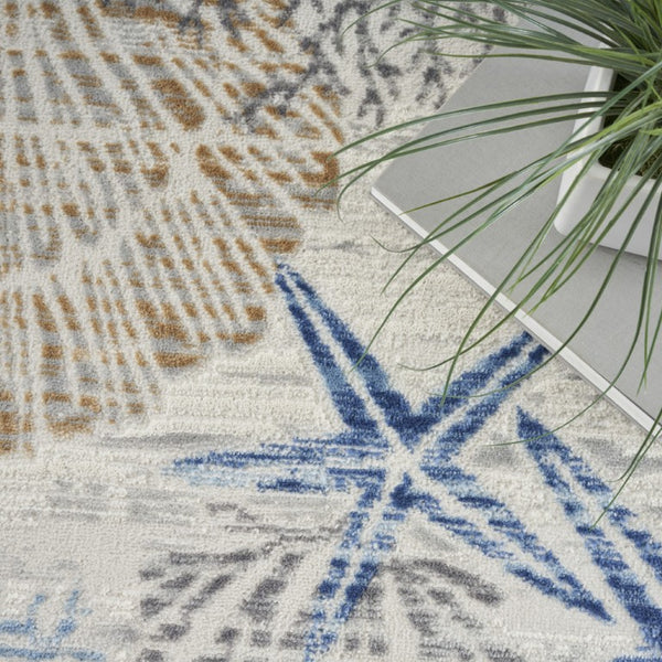 Coastal Seashell Coral Area Rug Polypropylene Non Skid Latex Backing for Living Room Decor