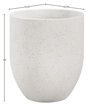 Meridian Furniture Florique Art Deco Concrete Indoor Outdoor Planter with Textured Stone Finish Sculptural Design Cream 15.75" W x 15.75" D x 18" H 55021Cream-P18