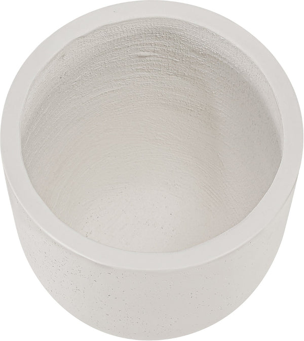 Meridian Furniture Florique Art Deco Concrete Indoor Outdoor Planter with Textured Stone Finish Sculptural Design Cream 15.75" W x 15.75" D x 18" H 55021Cream-P18