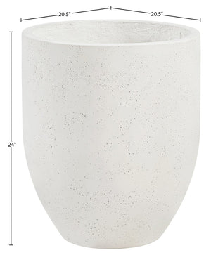 Meridian Furniture Florique Art Deco Concrete Indoor Outdoor Planter with Textured Stone Finish Sculptural Design Cream 20.5" W x 20.5" D x 24" H 55021Cream-P24