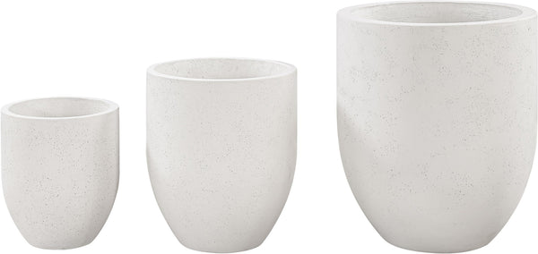 Meridian Furniture Florique Art Deco Concrete Indoor Outdoor Planter with Textured Stone Finish Sculptural Design Cream 20.5" W x 20.5" D x 24" H 55021Cream-P24