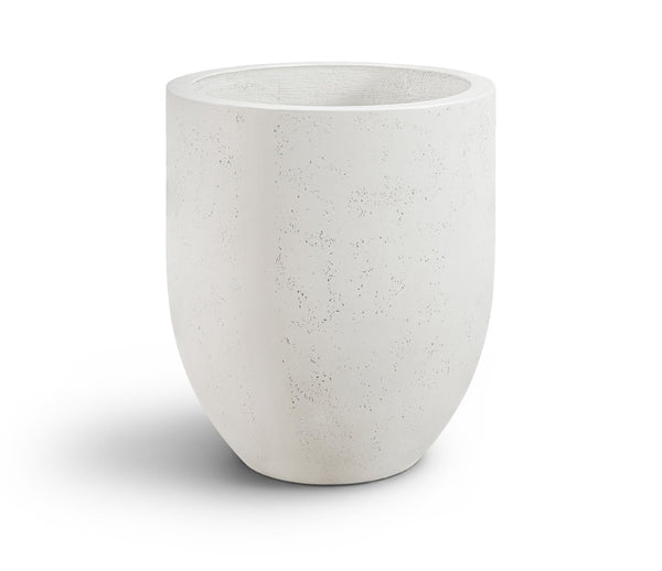 Meridian Furniture Florique Art Deco Concrete Indoor Outdoor Planter with Textured Stone Finish Sculptural Design Cream 26.75" W x 26.75" D x 32" H 55021Cream-P32