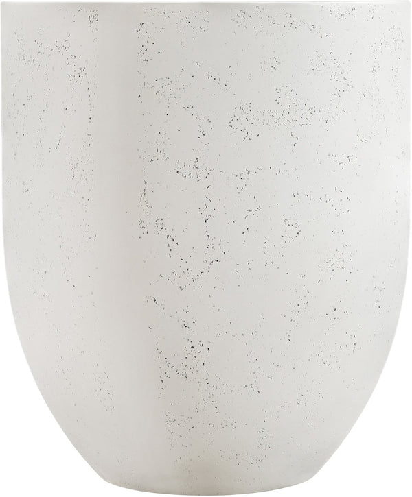 Meridian Furniture Florique Art Deco Concrete Indoor Outdoor Planter with Textured Stone Finish Sculptural Design Cream 26.75" W x 26.75" D x 32" H 55021Cream-P32