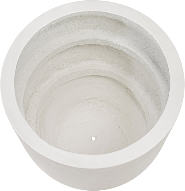 Meridian Furniture Florique Art Deco Concrete Indoor Outdoor Planter with Textured Stone Finish Sculptural Design Cream 26.75" W x 26.75" D x 32" H 55021Cream-P32