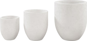 Meridian Furniture Florique Art Deco Concrete Indoor Outdoor Planter with Textured Stone Finish Sculptural Design Cream 26.75" W x 26.75" D x 32" H 55021Cream-P32