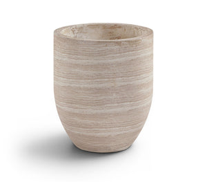 Meridian Furniture Florique Art Deco Concrete Indoor Outdoor Planter with Textured Stone Finish Sculptural Design Travertine 15.75" W x 15.75" D x 18" H 55021Travertine-P18