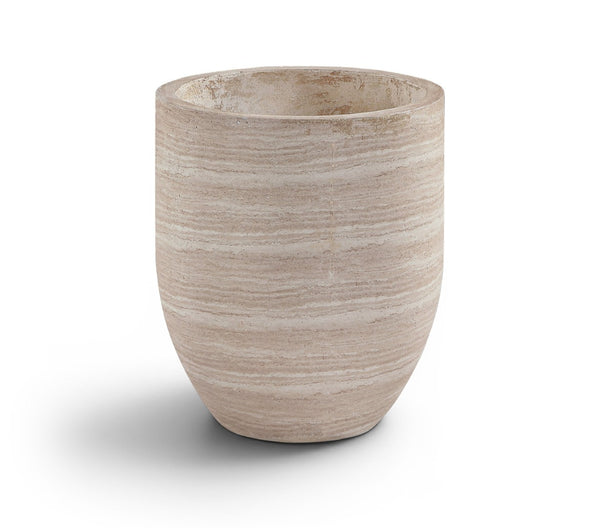 Meridian Furniture Florique Art Deco Concrete Indoor Outdoor Planter with Textured Stone Finish Sculptural Design Travertine 15.75" W x 15.75" D x 18" H 55021Travertine-P18