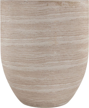 Meridian Furniture Florique Art Deco Concrete Indoor Outdoor Planter with Textured Stone Finish Sculptural Design Travertine 15.75" W x 15.75" D x 18" H 55021Travertine-P18