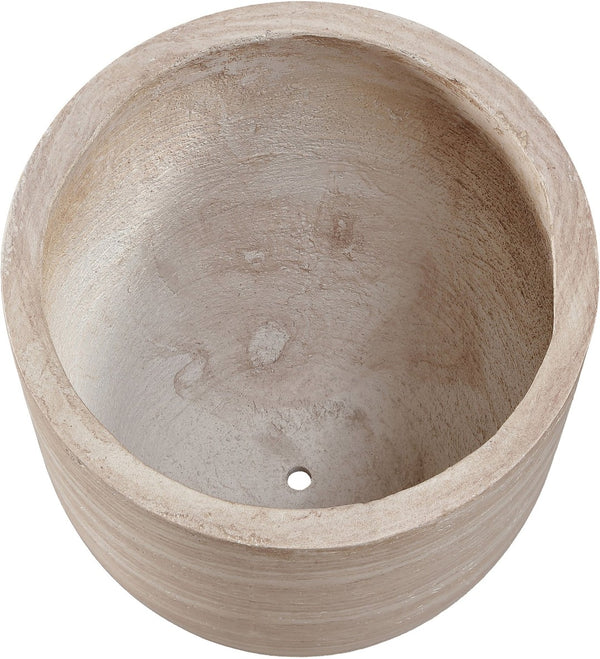 Meridian Furniture Florique Art Deco Concrete Indoor Outdoor Planter with Textured Stone Finish Sculptural Design Travertine 15.75" W x 15.75" D x 18" H 55021Travertine-P18