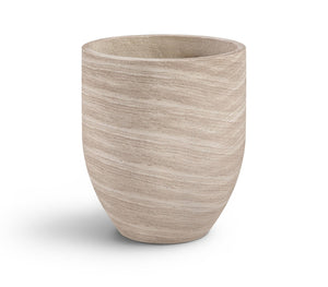 Meridian Furniture Florique Art Deco Concrete Indoor Outdoor Planter with Textured Stone Finish Sculptural Design Travertine 20.5" W x 20.5" D x 24" H 55021Travertine-P24