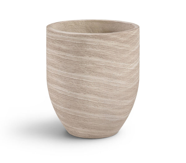 Meridian Furniture Florique Art Deco Concrete Indoor Outdoor Planter with Textured Stone Finish Sculptural Design Travertine 20.5" W x 20.5" D x 24" H 55021Travertine-P24