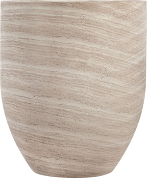 Meridian Furniture Florique Art Deco Concrete Indoor Outdoor Planter with Textured Stone Finish Sculptural Design Travertine 20.5" W x 20.5" D x 24" H 55021Travertine-P24