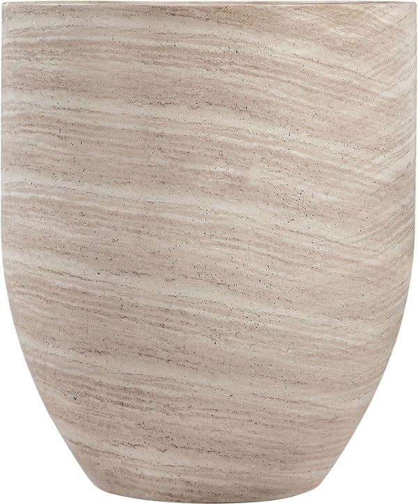 Meridian Furniture Florique Art Deco Concrete Indoor Outdoor Planter with Textured Stone Finish Sculptural Design Travertine 20.5" W x 20.5" D x 24" H 55021Travertine-P24