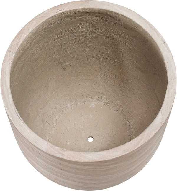 Meridian Furniture Florique Art Deco Concrete Indoor Outdoor Planter with Textured Stone Finish Sculptural Design Travertine 20.5" W x 20.5" D x 24" H 55021Travertine-P24