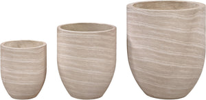 Meridian Furniture Florique Art Deco Concrete Indoor Outdoor Planter with Textured Stone Finish Sculptural Design Travertine 20.5" W x 20.5" D x 24" H 55021Travertine-P24
