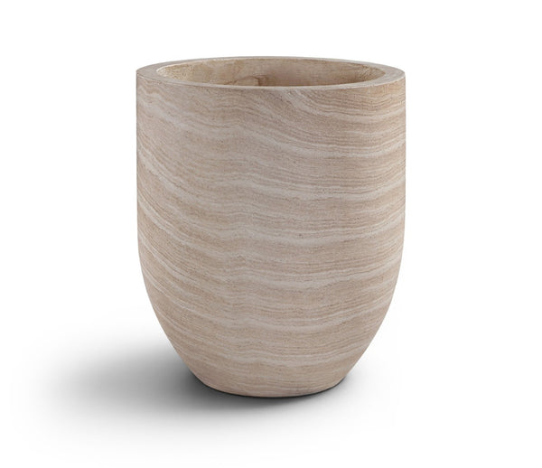 Meridian Furniture Florique Art Deco Concrete Indoor Outdoor Planter with Textured Stone Finish Sculptural Design Travertine 26.75" W x 26.75" D x 32" H 55021Travertine-P32
