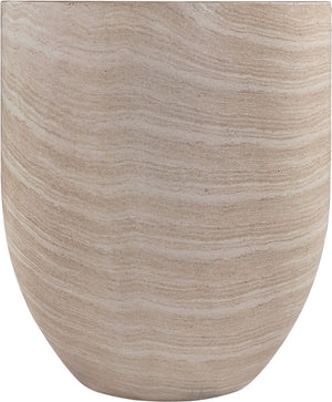 Meridian Furniture Florique Art Deco Concrete Indoor Outdoor Planter with Textured Stone Finish Sculptural Design Travertine 26.75" W x 26.75" D x 32" H 55021Travertine-P32