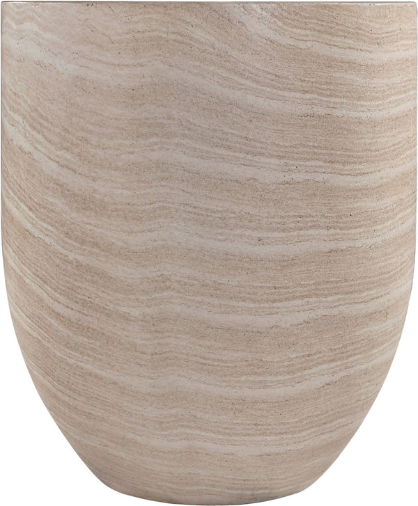 Meridian Furniture Florique Art Deco Concrete Indoor Outdoor Planter with Textured Stone Finish Sculptural Design Travertine 26.75" W x 26.75" D x 32" H 55021Travertine-P32