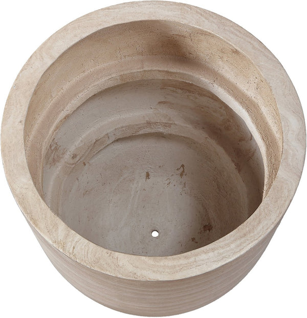 Meridian Furniture Florique Art Deco Concrete Indoor Outdoor Planter with Textured Stone Finish Sculptural Design Travertine 26.75" W x 26.75" D x 32" H 55021Travertine-P32