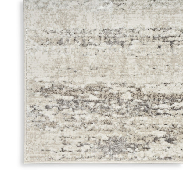 HomeRoots 5' Cream and Gray Abstract Area Rug - Contemporary Non-Skid, Stain-Resistant, Easy-Care Design 5' X 7' 550220
