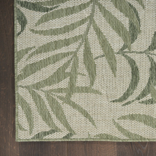 HomeRoots 8' X 10' Ivory Green Palm Leaf Area Rug – Tropical Flatwoven Design for Indoor & Outdoor Spaces 550224