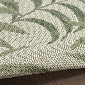 HomeRoots 8' X 10' Ivory Green Palm Leaf Area Rug – Tropical Flatwoven Design for Indoor & Outdoor Spaces 550224