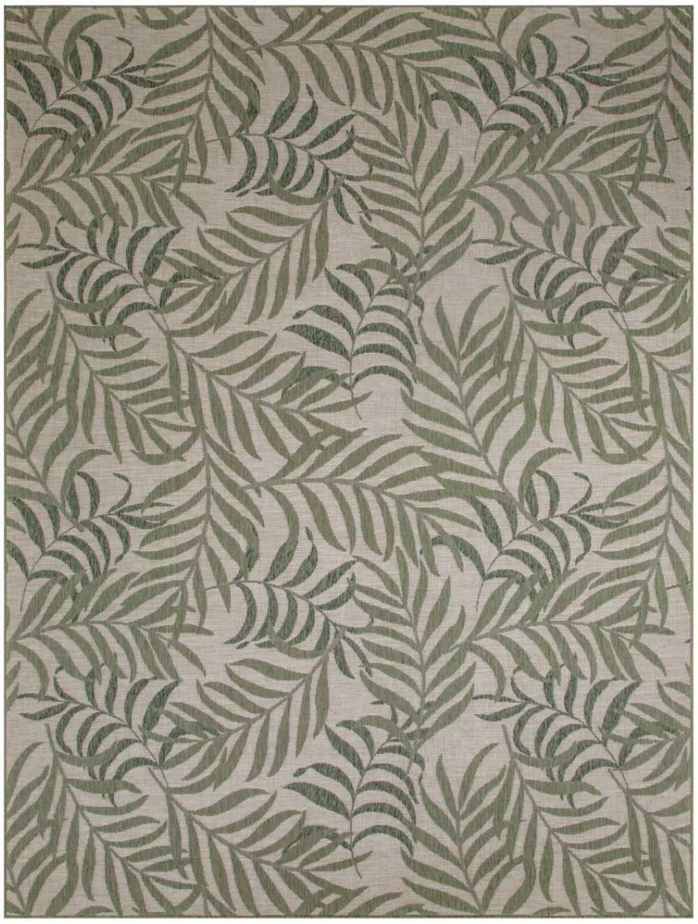 HomeRoots 8' X 10' Ivory Green Palm Leaf Area Rug – Tropical Flatwoven Design for Indoor & Outdoor Spaces 550224