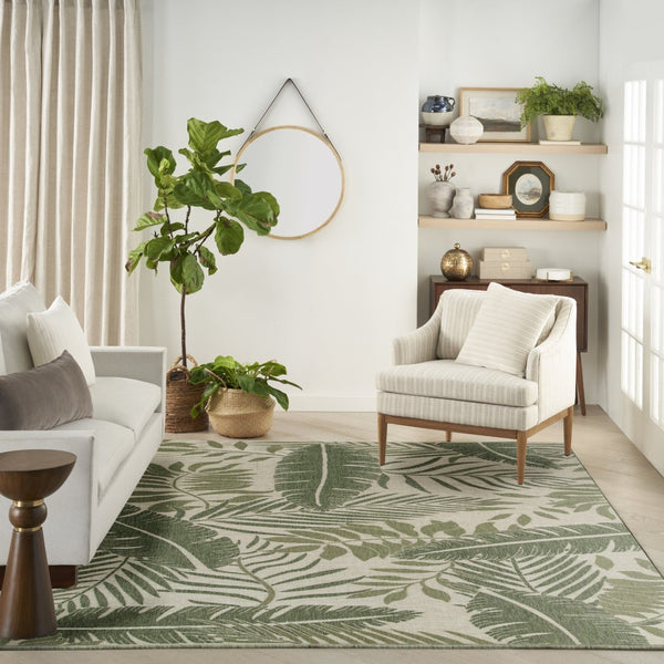 HomeRoots 8' X 10' Tropical Elegance Indoor Outdoor Area Rug - Durable, Stylish, Easy to Clean for Any Space 550225