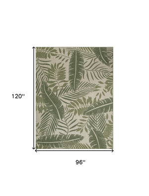 HomeRoots 8' X 10' Tropical Elegance Indoor Outdoor Area Rug - Durable, Stylish, Easy to Clean for Any Space 550225